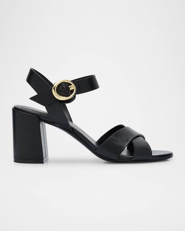 Benni Leather Crisscross Ankle-Strap Sandals